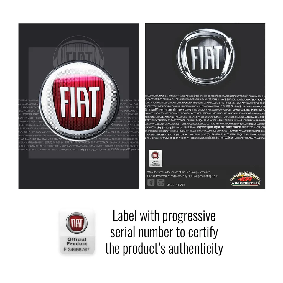Fiat Autocollant 3D Logo Avant – Emblème Fiat Punto Evo / Bravo – Résine Polyuréthane Italie
