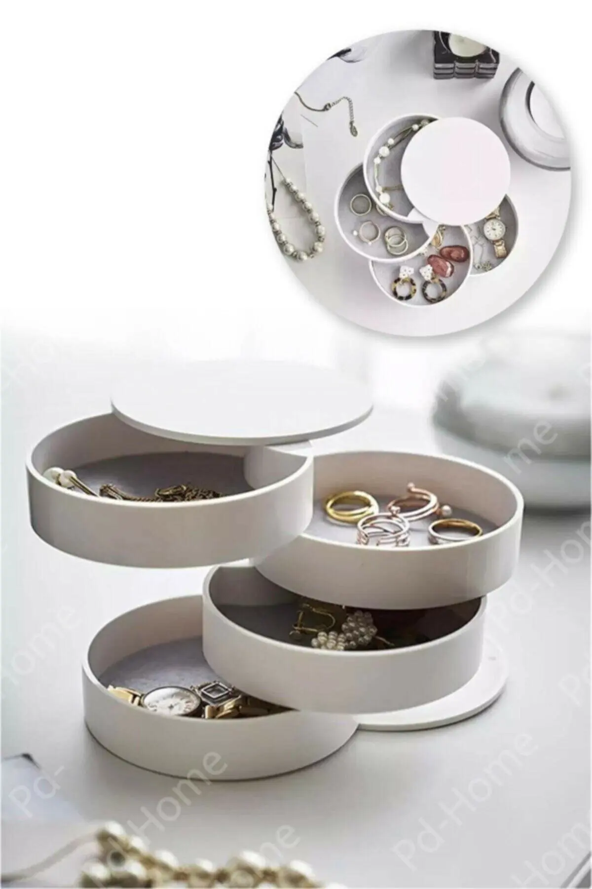 4 Tier Rotating Cylinder Jewelry And Makeup Organizer