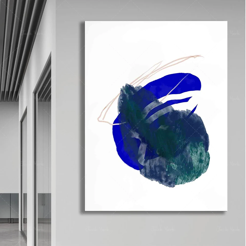 Abstract illustration printable, Yves Klein blue, Graphic Composition, Bleu Majorelle, home decoration design, wall art