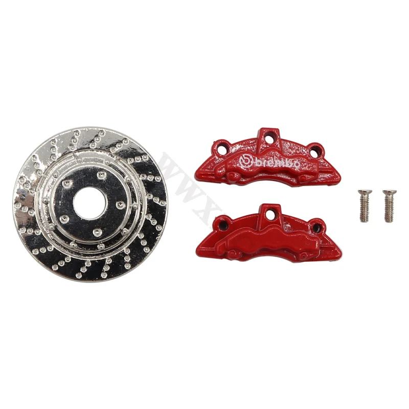 4PCS Metal Brake Disc Caliper Tire Modification with Brass Adapter for 1/10 WPL D12 D42 RC Car Upgrade Spare Parts