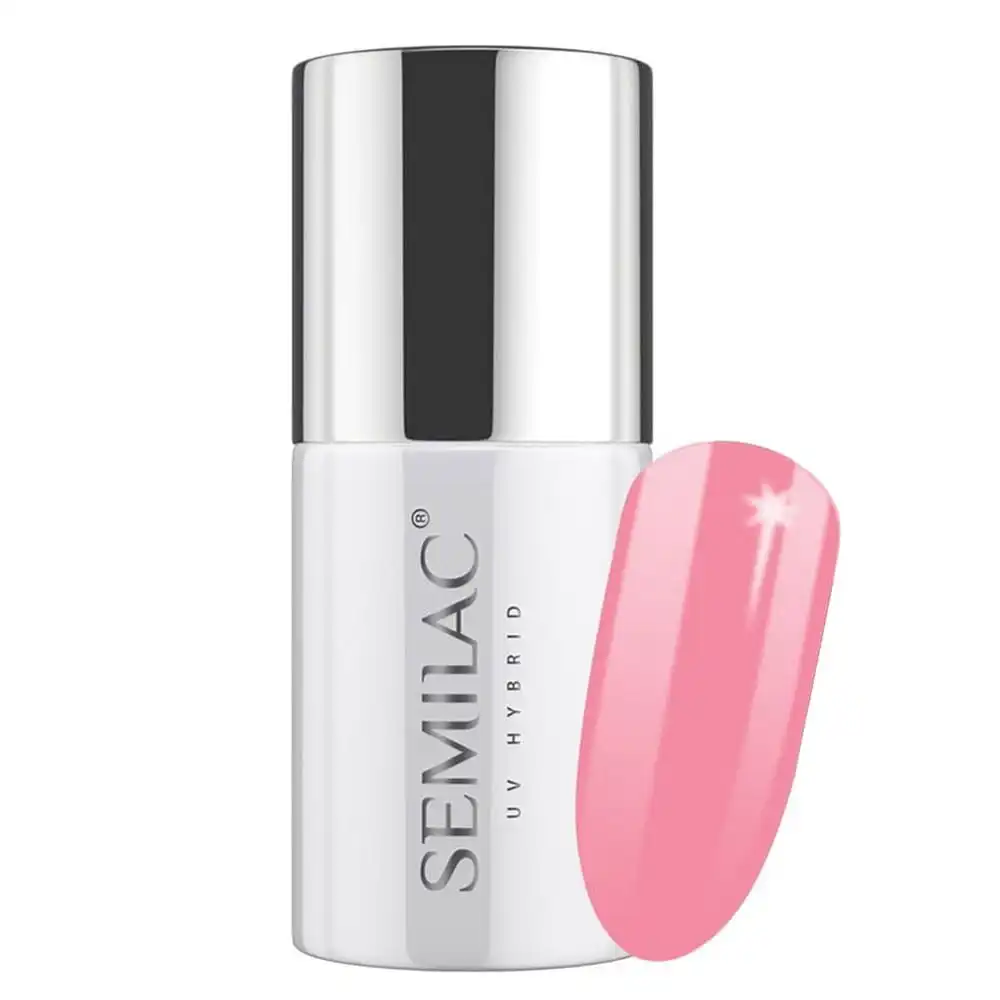 Semilac Warm Pink 199 semi-permanent cover, UV hybrid nail polish texture Gel