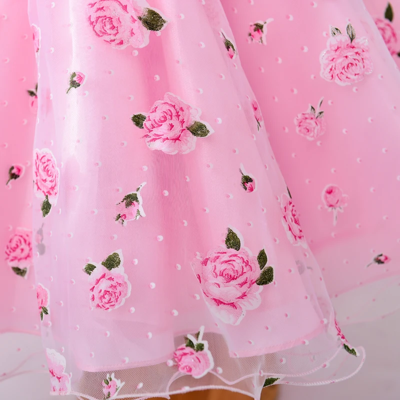 Summer Bridesmaid Flower Girls Dress Princess Kids Dresses For Girl Bow Wedding Party Evening Dress Children Clothing 3 10 Year