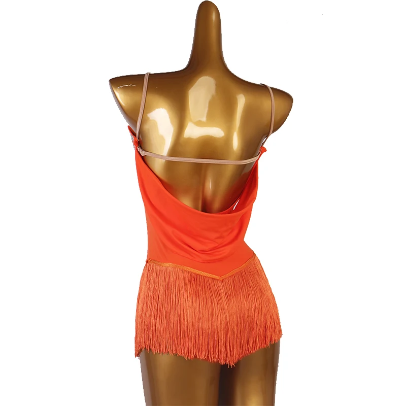 orange fringe Figure Skating Dress Women girl Ice Skating Dress Gymnastics Costume custom crystal rhinestone B056
