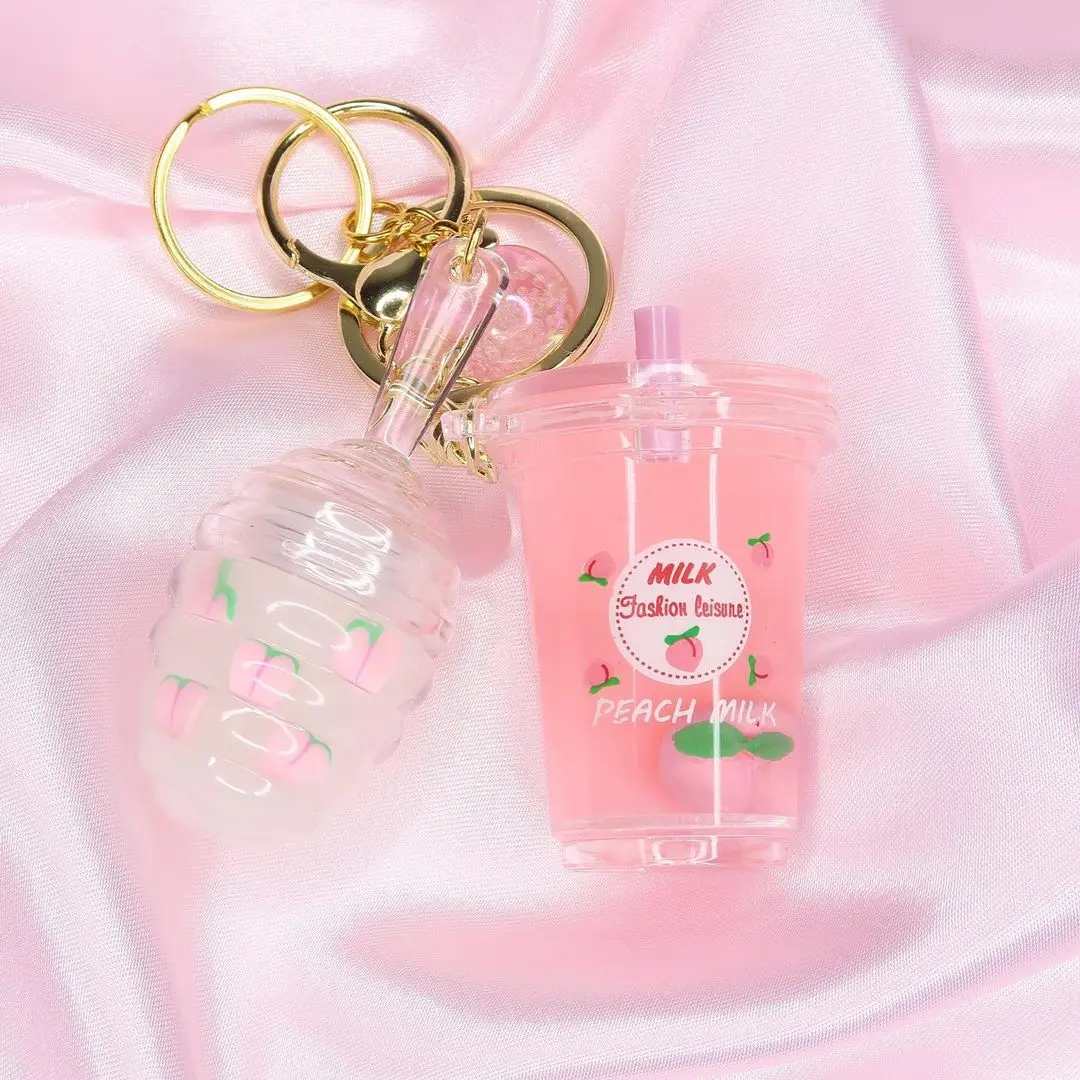 Custom Label  Lipgloss Base Liquid Acrylic Keychain Kids Make My Own Key Chain Cosmetics Up Lipstick Wholesale Lip Gloss