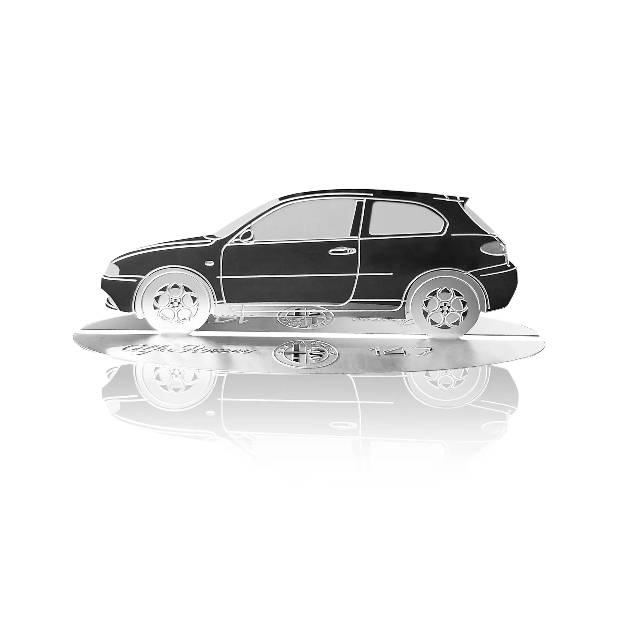 Diecast model shape engraved car Alfa Romeo 147 stainless steel