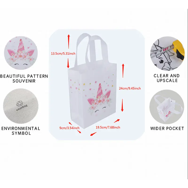 12PCS Girl Mitzvah Unicorn Theme Birthday Festival Party Gift Eco Tote Bag Crafts Toys For Kids One Of Them Can Be Painted