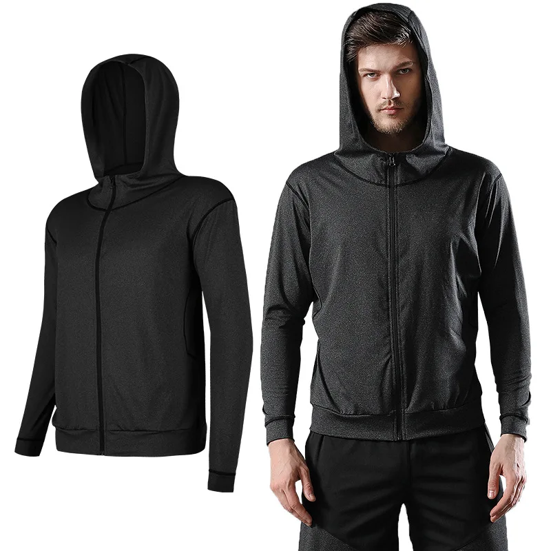 New Winter Autumn Hoodies Sport Shirt Men Hat Zipper Running Jackets Fitness Gym Sports Clothing Sport Top Men's Sportswear 2022