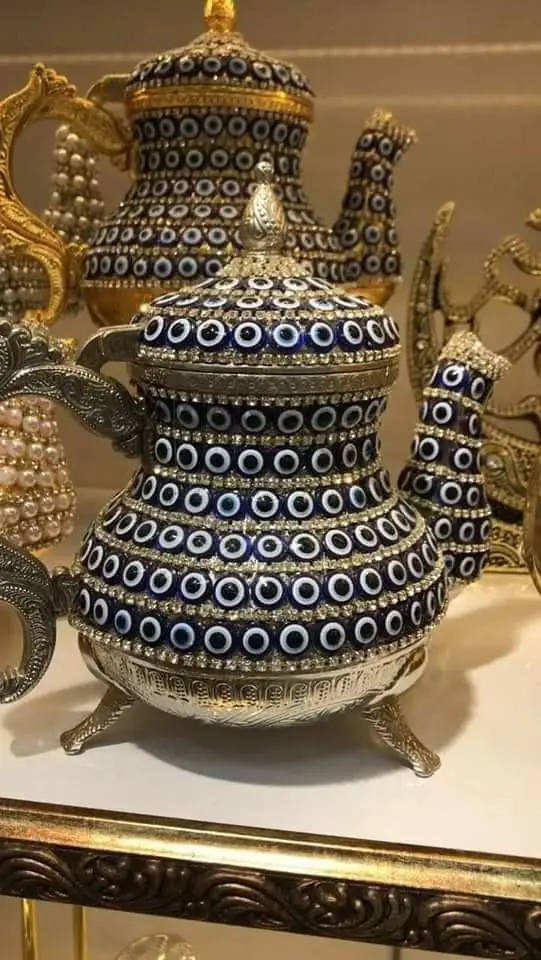 

Evil Eye Coated Metal Tea Serving Lux Teapot