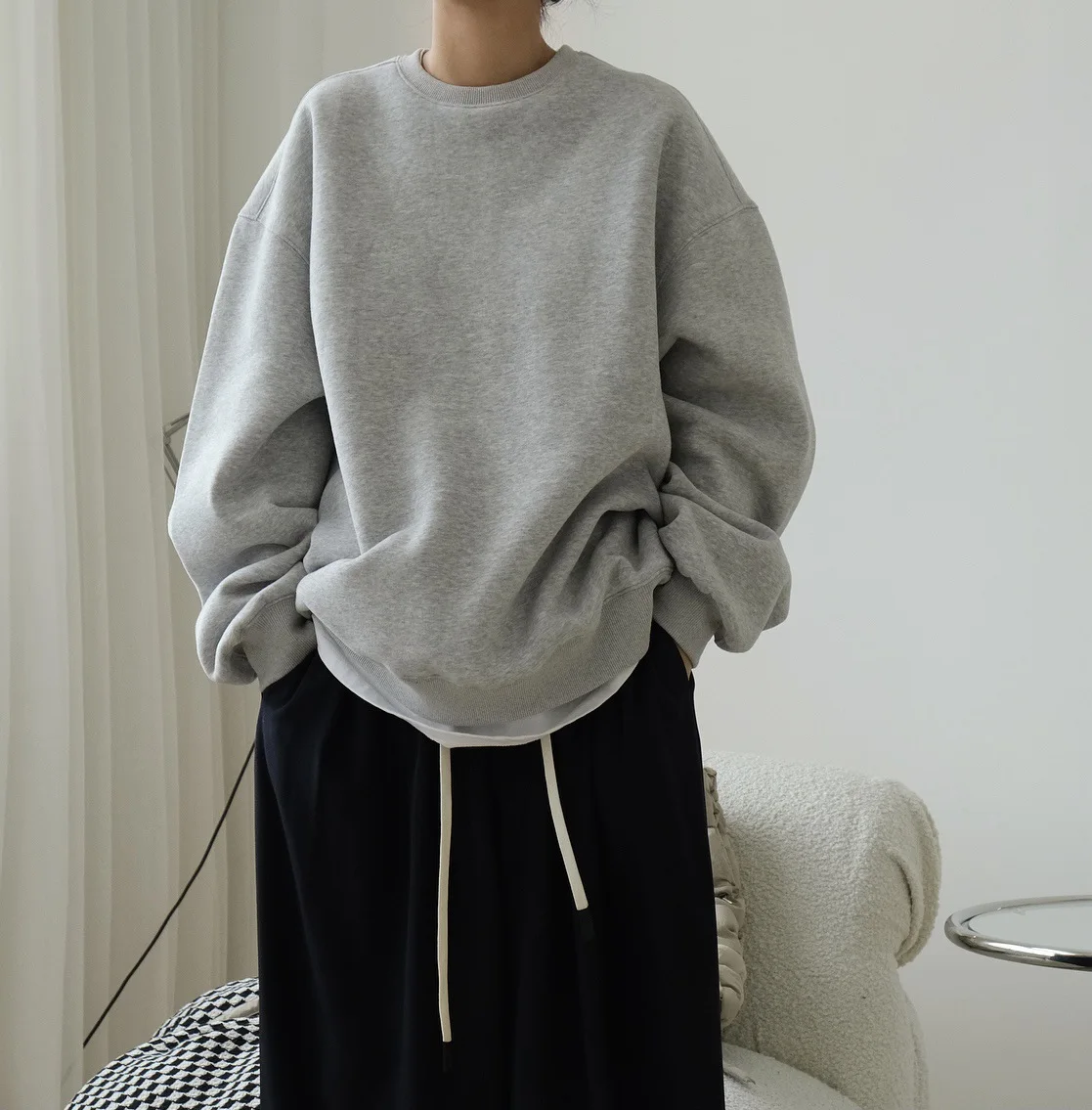 woman warm soft sweatshirt from set loveMODA without pants