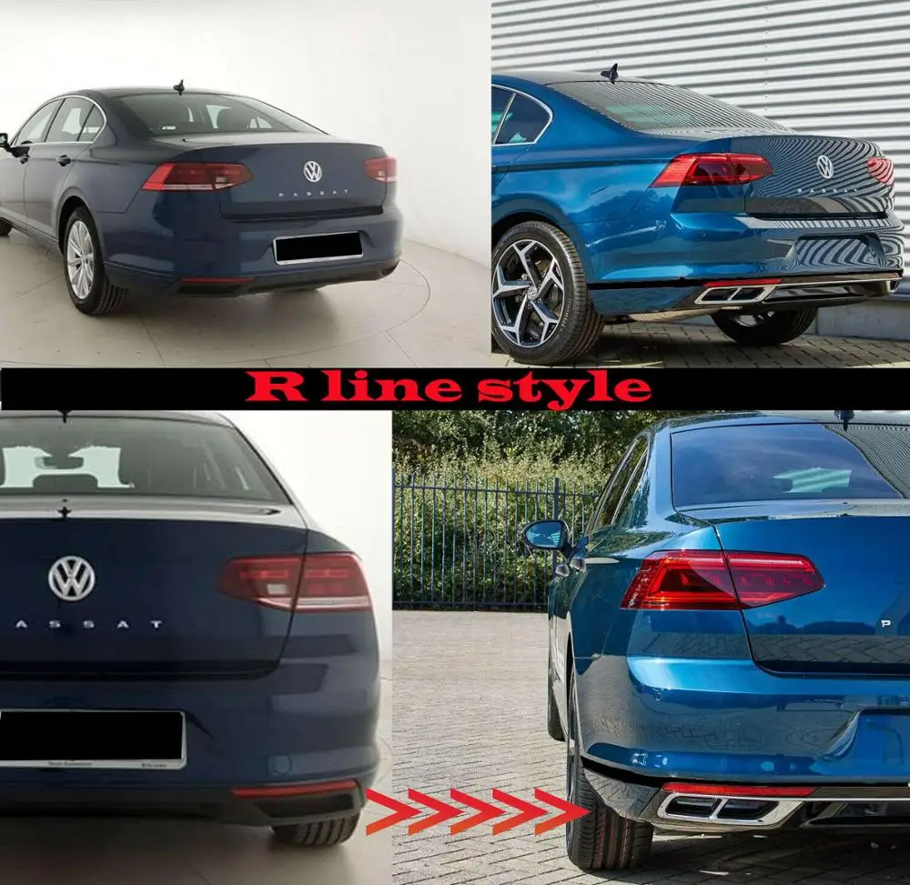 Rline R line style 2019+ for VW new Passat B8 - B8.5 Chrome Exhaust Deflectors Frame Double Version 3 Piece  for volkswagen