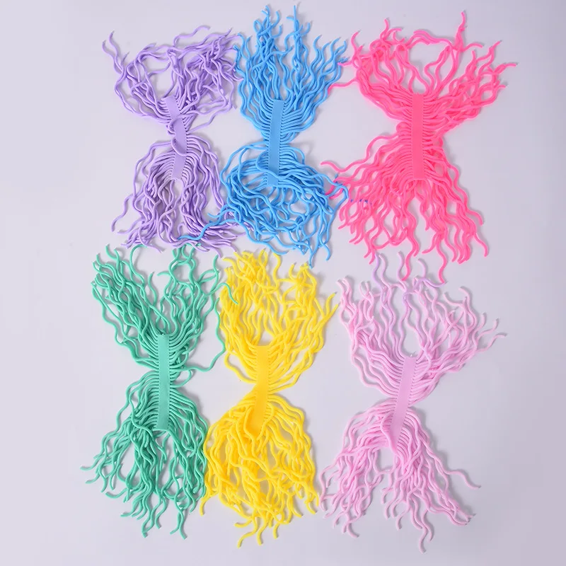 4PCS Soft Rubber TPR Relieves Pressure Vents Simulation Ramen Noodles Elastic Pull Rope Fidget Toy Elastic Gluten Pull rope