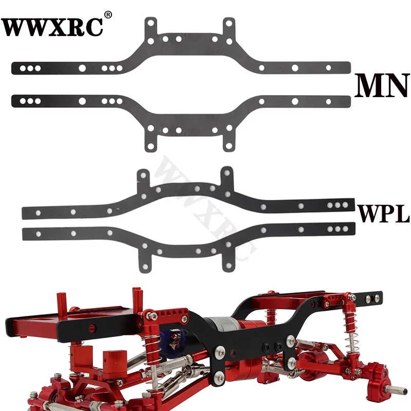 WWXRC 2PCS Metal Girder Side Frame Chassis Rails for 1/16 WPL C14 C24 C24-1 1/12 MN D90 D91 MN99S FJ45 RC Crawler Upgrade Parts