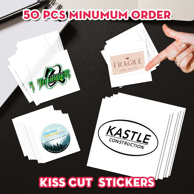 Die Cut Custom Stickers for brand logo company name Personalized Logo Vinyl Sticker Label Sticker Hi-quality Strong adhesive