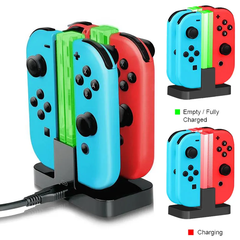 

4 Joy Con Controller Charger For Nintendo Switch NS Joy-Con LED Indicator Charging Dock Station Base Stand Holder Accessories