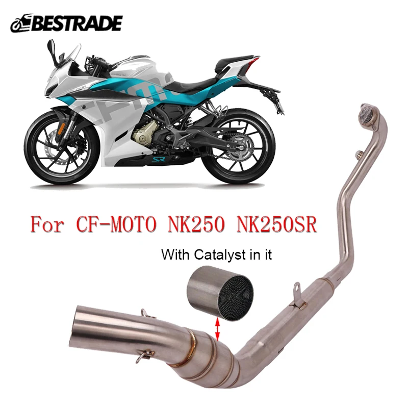 Slip on Motorcycle Exhaust Header Front Connect Pipe With Catalust In It For CF-MOTO NK250 NK250SR Escape 51mm Mufflers Tube