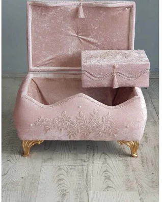 Şehrazat Luxury Velvet 2'li Dower chest Sandığı
