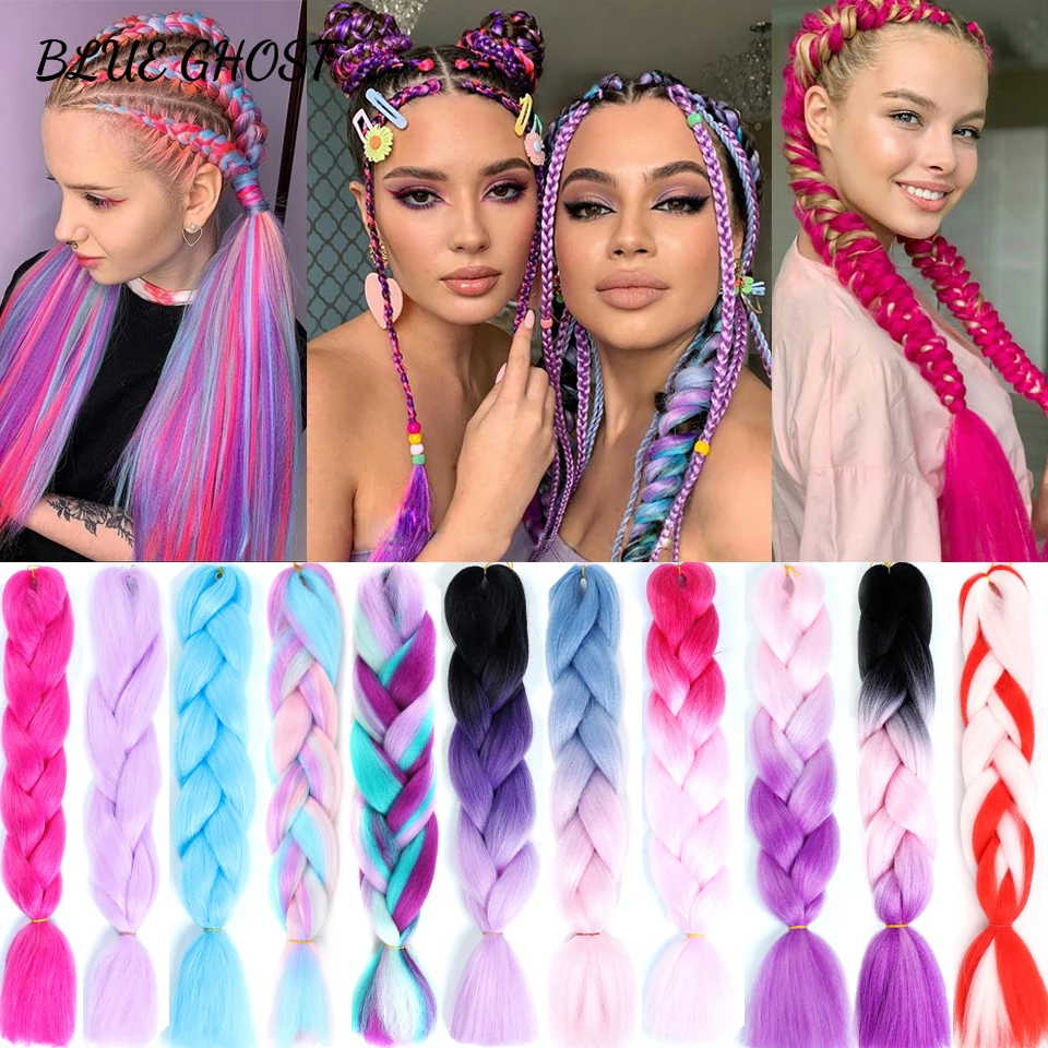 

Synthetic Jumbo Braid Hair Expression Kanekalon For Hair Pre Stretched Braiding Hair Crochet Box Braids Ombre Colored Hairpiece