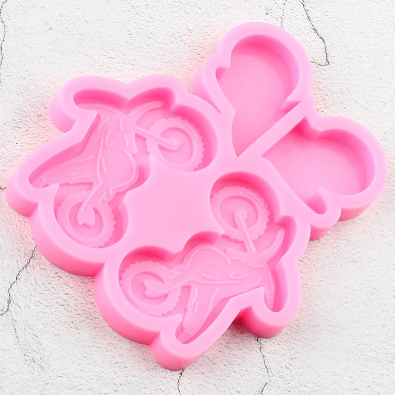 Motorcycle Straw Topper Silicone Mold Craft Custom Keychain Epoxy Resin Molds Chocolate Candy Fondant Cake Decorating Tools