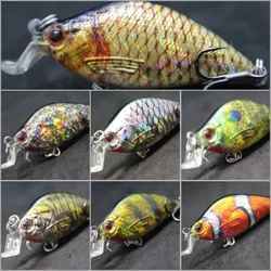 wLure Wobbler Fishing Lure 6.4cm 8.6g Crankbait RealSkin Painting Tiny Wide Profile Shad Shape Hard Bait High Quality Hook HC503