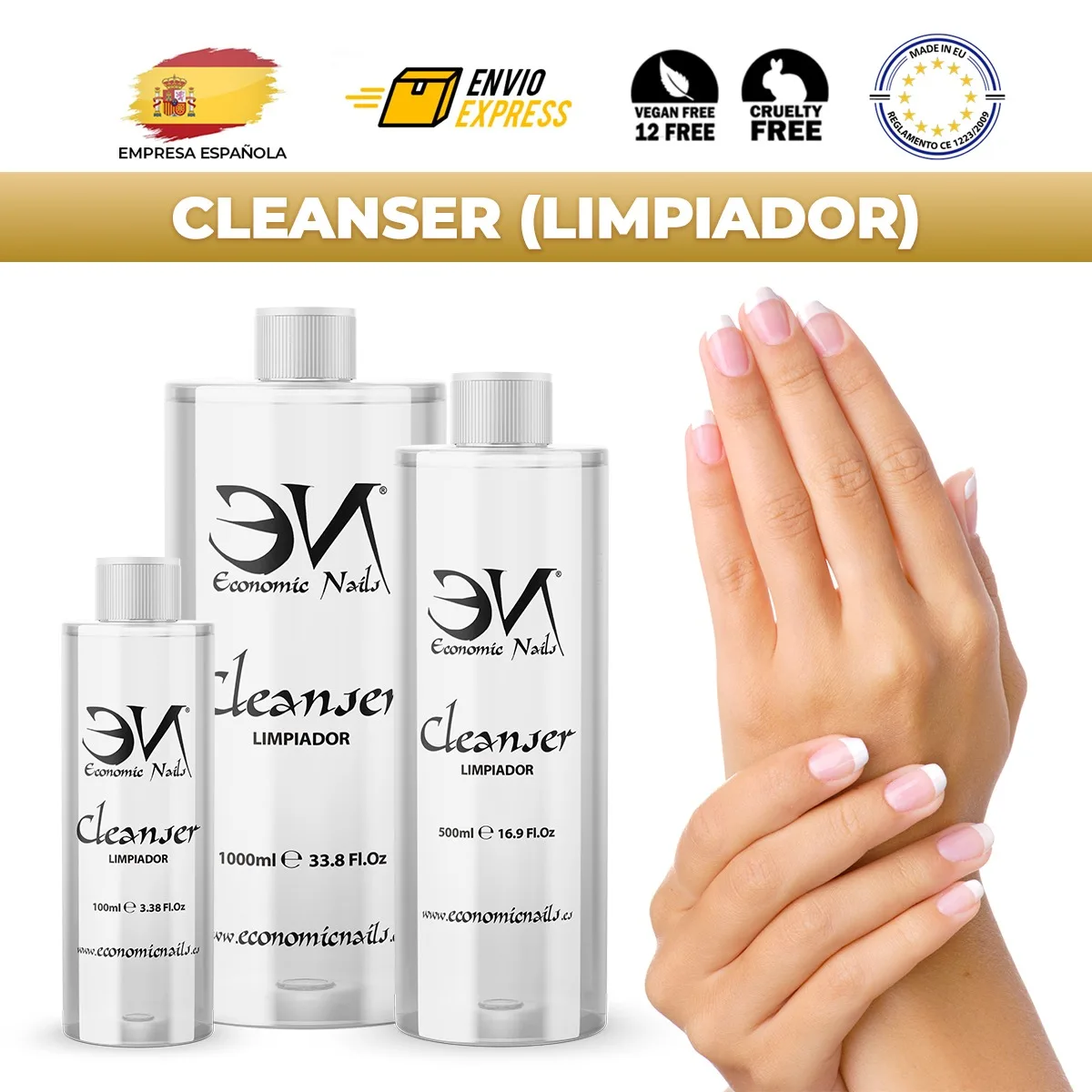 In gel cleansers (Cleaner) (coconut Aroma) 100ml -500 ml- 1000ml -ECONOMIC NAILS