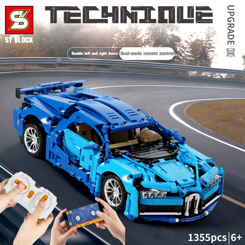 

GZDY BLOCK Technical Famous Sports Racing Building Block Creation Model Blue Diy Car Brick Toys Children's Educational Gifts RC