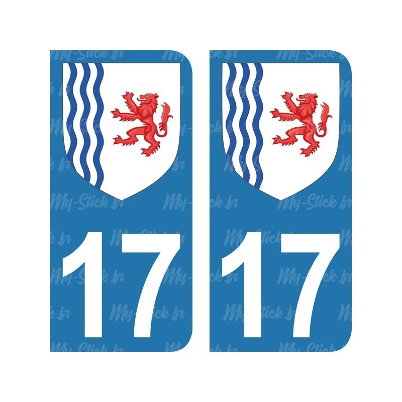 Registration plate sticker Department 17 coat of arms of Charente-new-Aquitaine Maritime car