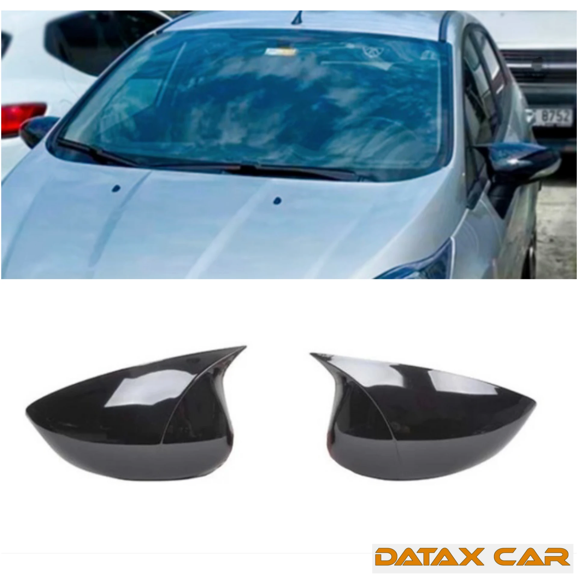 Bat Style Mirror Cover For Ford Fiesta 2008 2017 Rearview Mirror Cover 2Pieces Cover Glossy Black Car Shields Exterior accessory