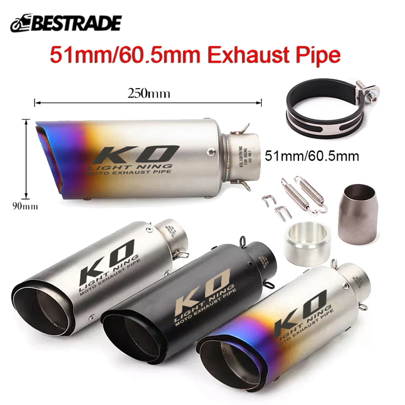 

Motorcycle Stainless Steel Exhaust Muffler Pipe No DB Killer for 51mm 60.5mm Tail Vent Pipe For Universal Street Dirt Bike Slip