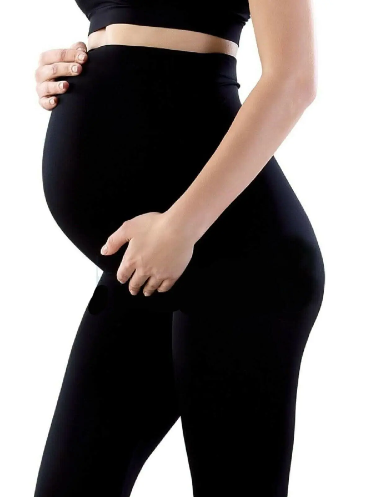 Leggings de cintura alta para mujeres embarazadas, ropa de maternidad ajustada, soporte para el vientre, pantalones moldeadores de Cuerpo de punto