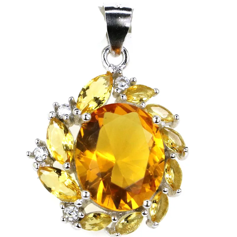 

25x17mm Jazaz Luxury 2.7g Golden Citrine Violet Tanzanite Smokey Topaz CZ 925 Solid Sterling Silver Pendant 48x30mm