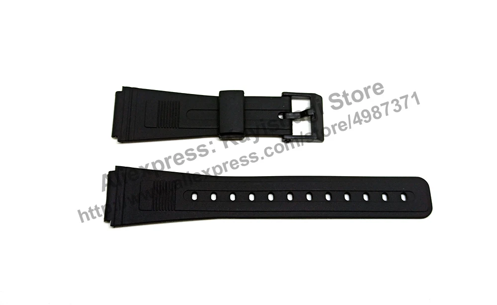 19mm Black Rubber Watch Band / Strap compatible Casio DB-30 , DB-31 , FW-52W , FB-52WMKD , FB-52WTN