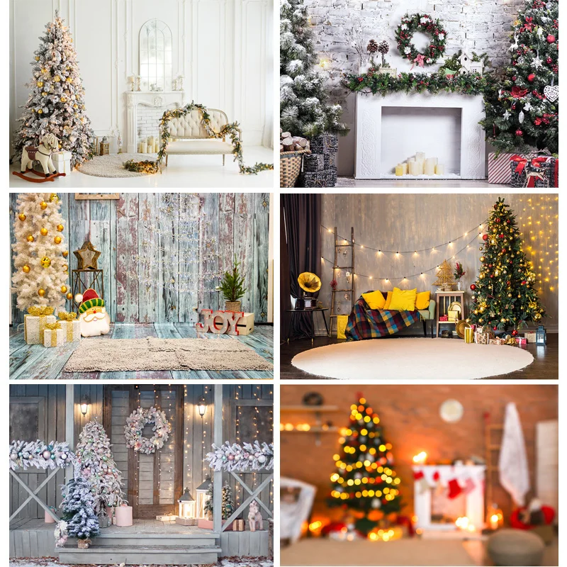 Photorealistic Fabric Christmas Day Indoor Theme Photography Background Christmas Tree Backdrops For Photo Studio Props CHM-123