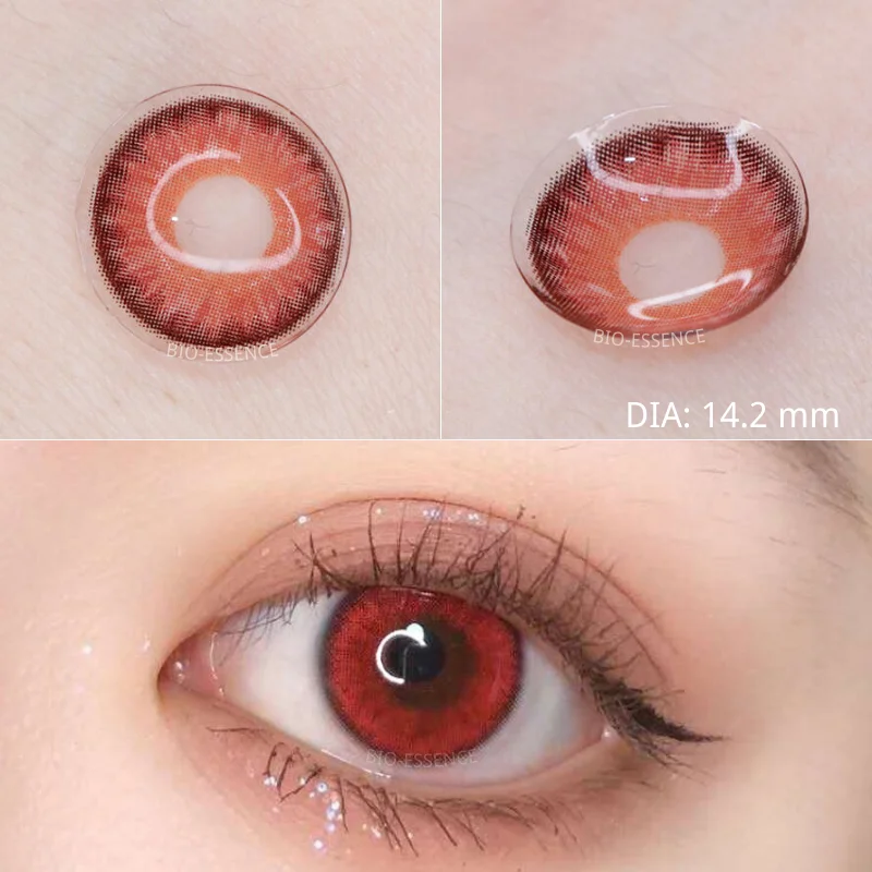 Bio-essence 1 Paar farbige Kontaktlinsen für Augen, natürliche braune Linsen, Schönheit, Mode, rote Linse, blaue Linsen, grüner Augenkontakt
