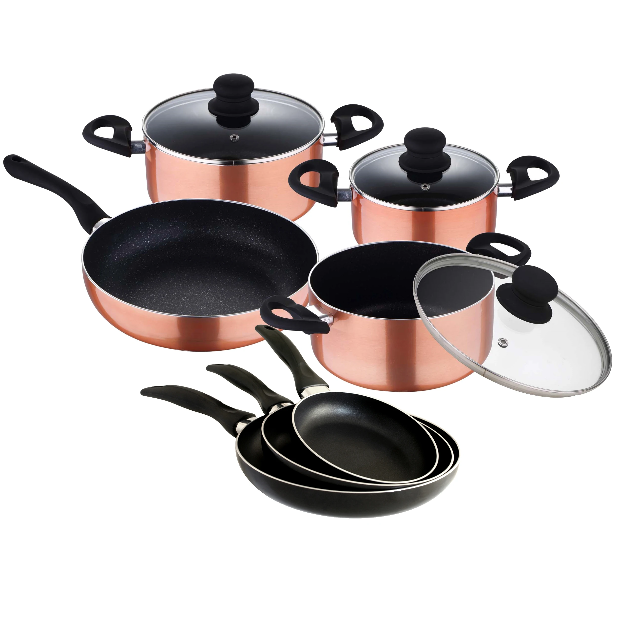 Kitchen battery 7 pieces and pans set (16,20,24cm) in pressed aluminum SAN IGNACIO coleccion Luzern