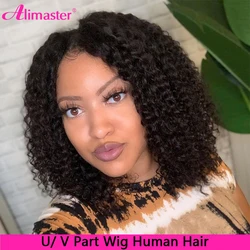 Short Bob Wig U V Part Wig Human Hair Glueless Wig Curly Human Hair Wig Deep Wave Wigs For Women Human Hair V Part Human Hair