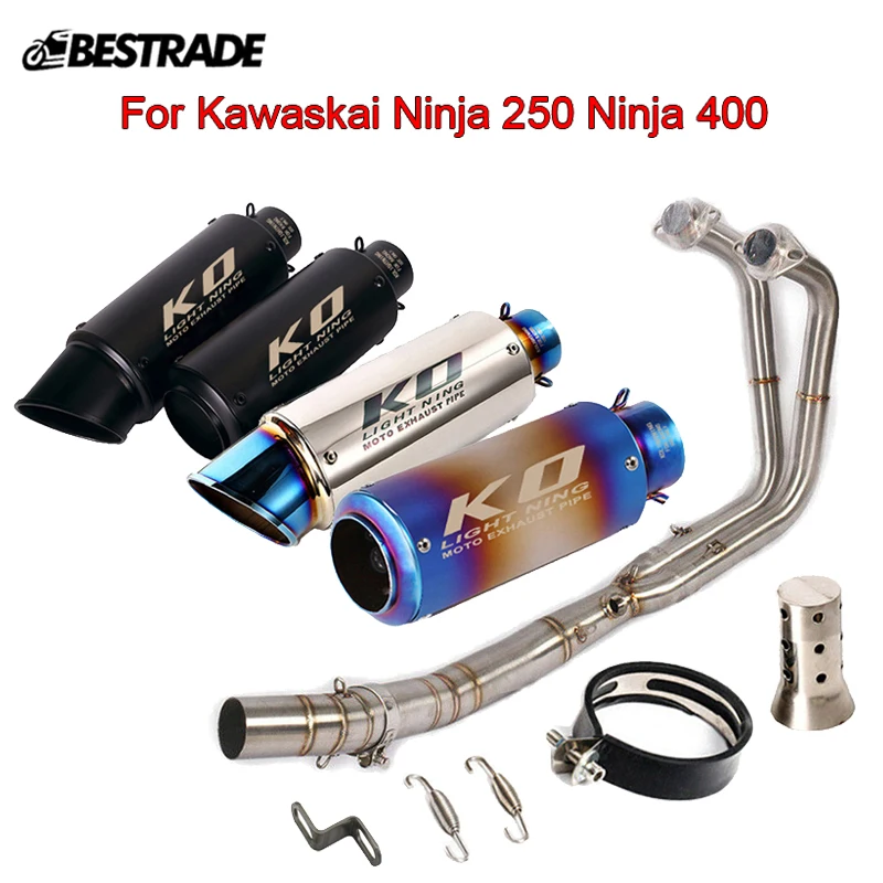 

For Kawasaki Ninja 400 250 2017 2018 2019 2020 2021 Exhaust System Front Middle Link Pipe Slip On 51mm Mufflers With DB Killer