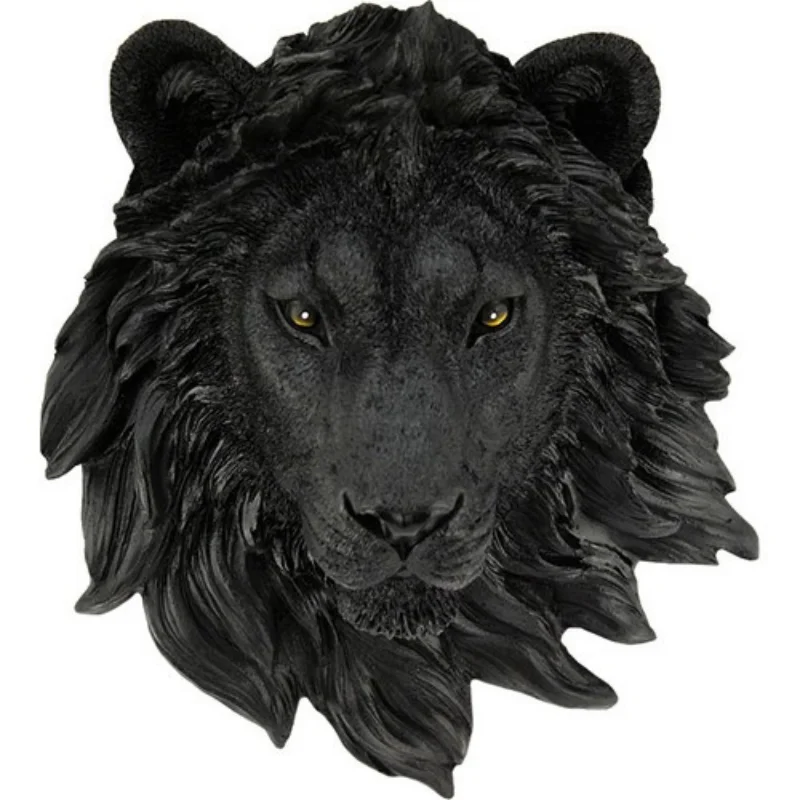 Animal Busts Heads Lion Head Decor Art Gold and Black Color Wall Hanging Decorative Sculpture Home And Office Decoration Gift