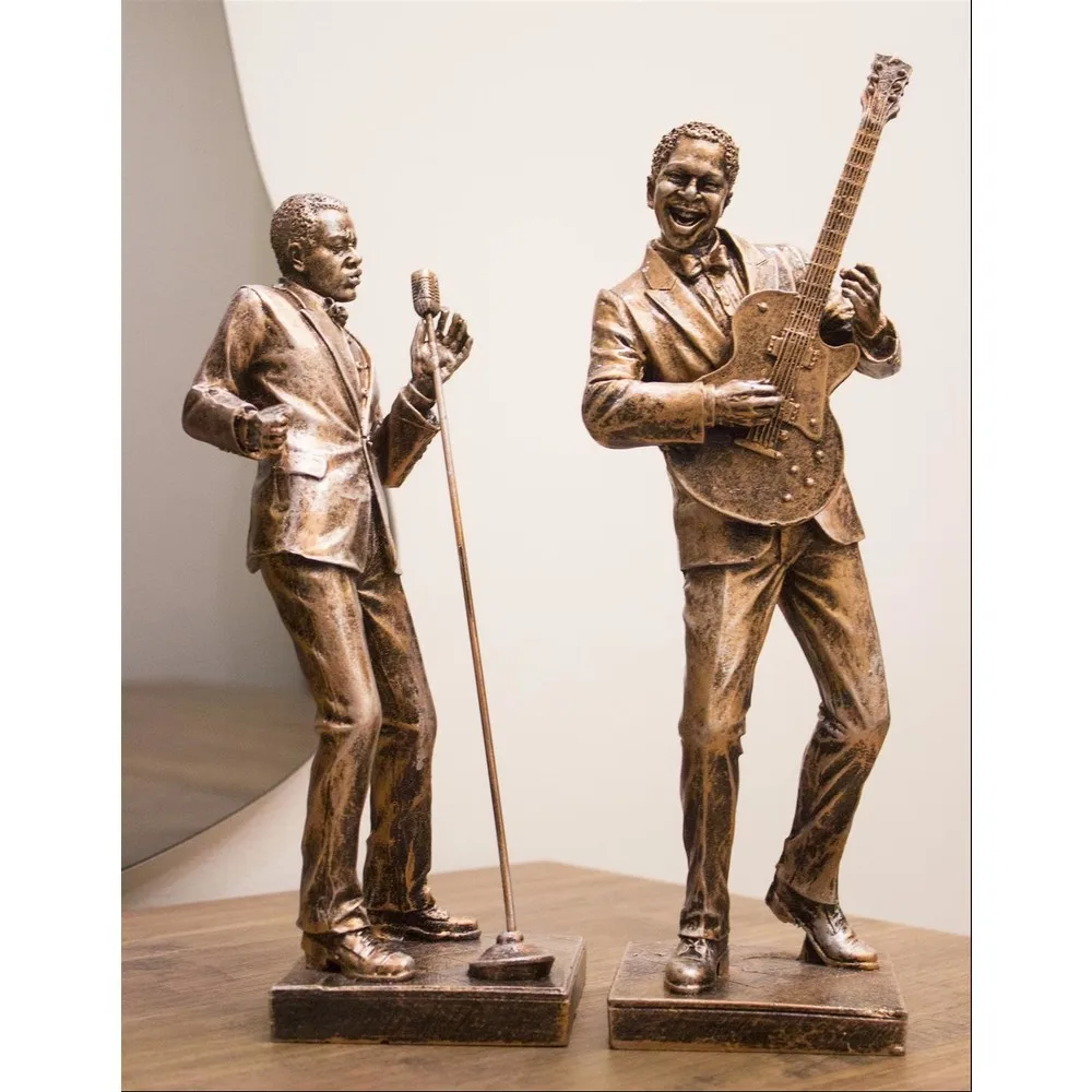 Baratija de 2 piezas para decoración del hogar, escultura de decoración masculina, guitarrista Soloist, músico, recuerdo, baratija, diseño de estatua