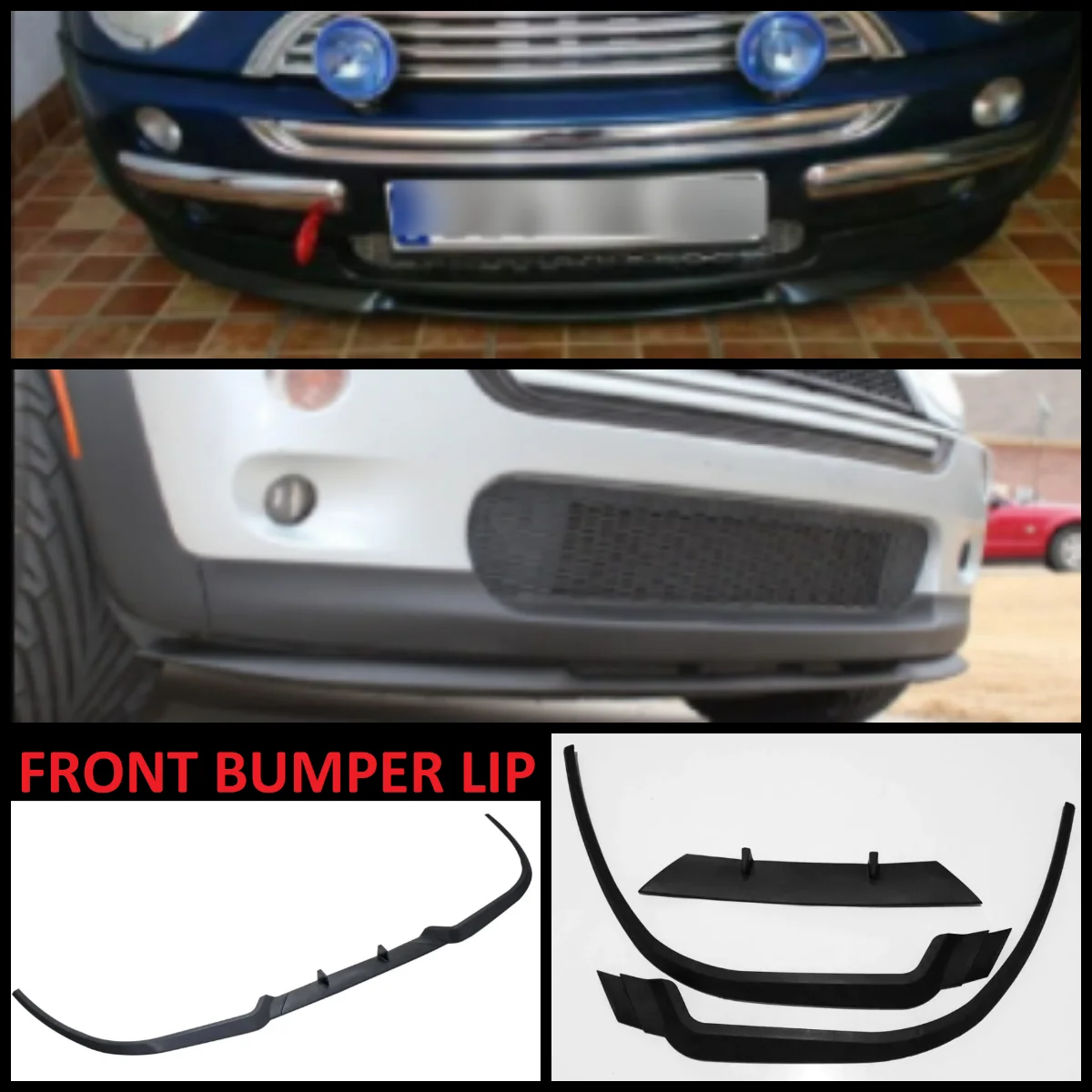 For Mini Cooper CUPRA R FRONT SPOILER BUMPER LIP Euro Spoiler Lip Universal 3 pcs Body Kit Splitter Car Accessories Compatible