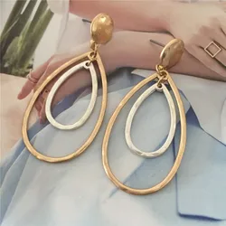 Retro Water Drop Shape Drop Earrings Gold and Silver Color Hollow Water Drop Earrings For Women Casual jewelry
