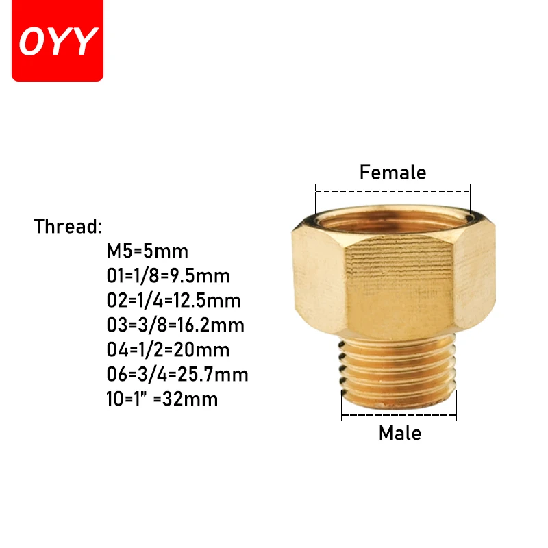 1Pcs Man-vrouw Thread Messing Pijp Connectors Messing Koppeling Adapter Schroefdraad Fitting 1/8 \