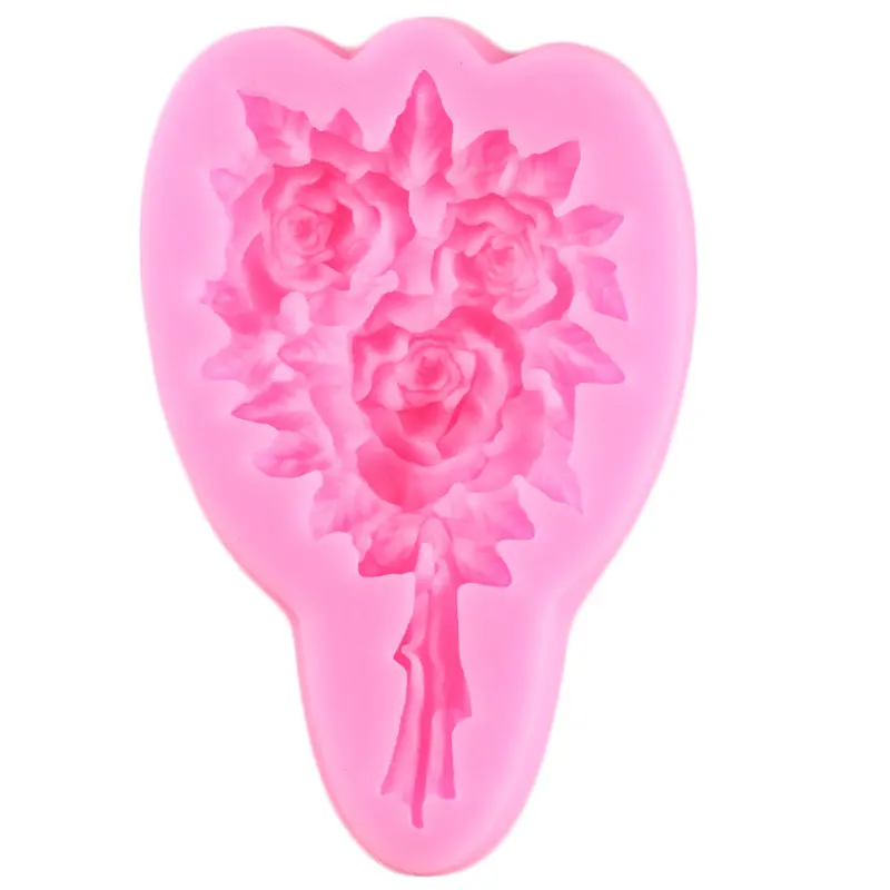 Rose Flower Bouquet Cake Silicone Mold DIY Wedding Cupcake Topper Fondant Cake Decorating Tools Candy Chocolate Gumpaste Moulds