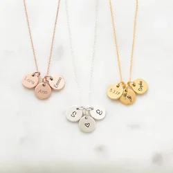 Collares de disco para mujeres personalizados con varios nombres, joyería fina con fecha grabada, joyería para el hogar