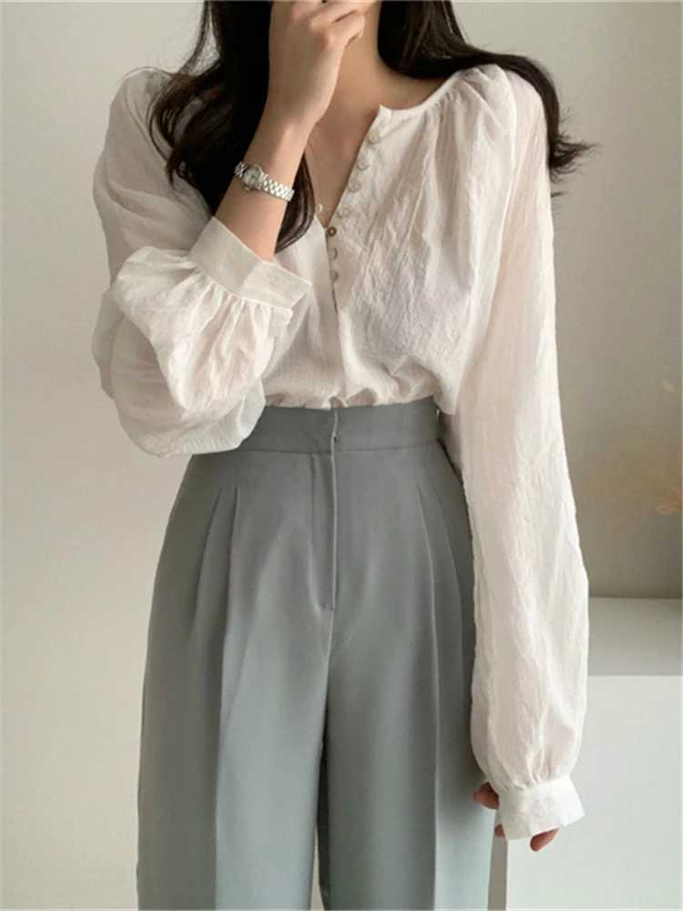 Colorfaith New 2022 Elegant Vintage Office Lady Fashionable Korean Fashion Spring Summer Women\'s Blouses Wild Shirts Tops BL3198