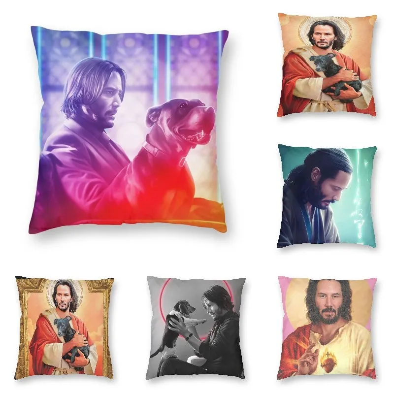 Keanu Reeves Throw Pillow Cover Home Decorative Square Famous Actor John Wick Cushion Cover 40x40 Pillowcover for Living Room