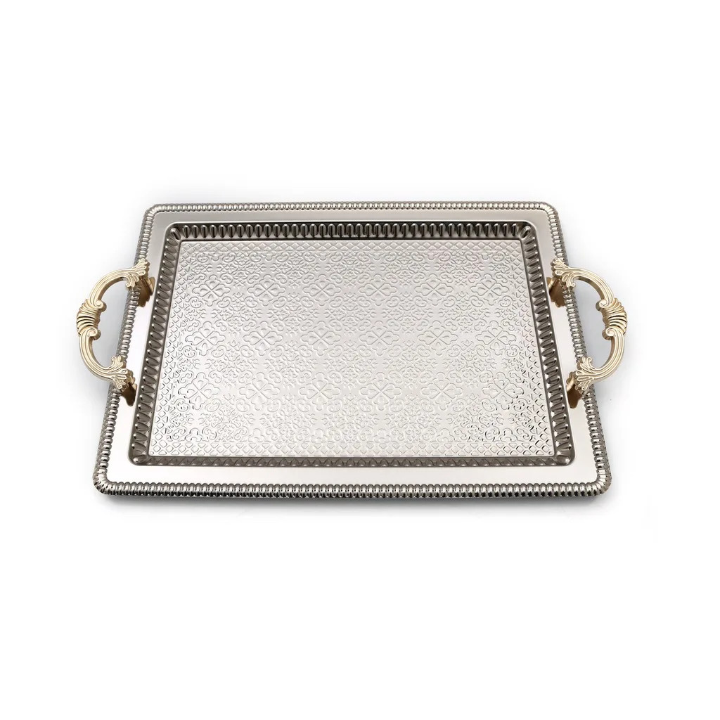 Diver Set of 2 Rectangle Silver 3color Wedding Engagement Special Day Tray Embossed Decor Free Fast Shipping From Turkey