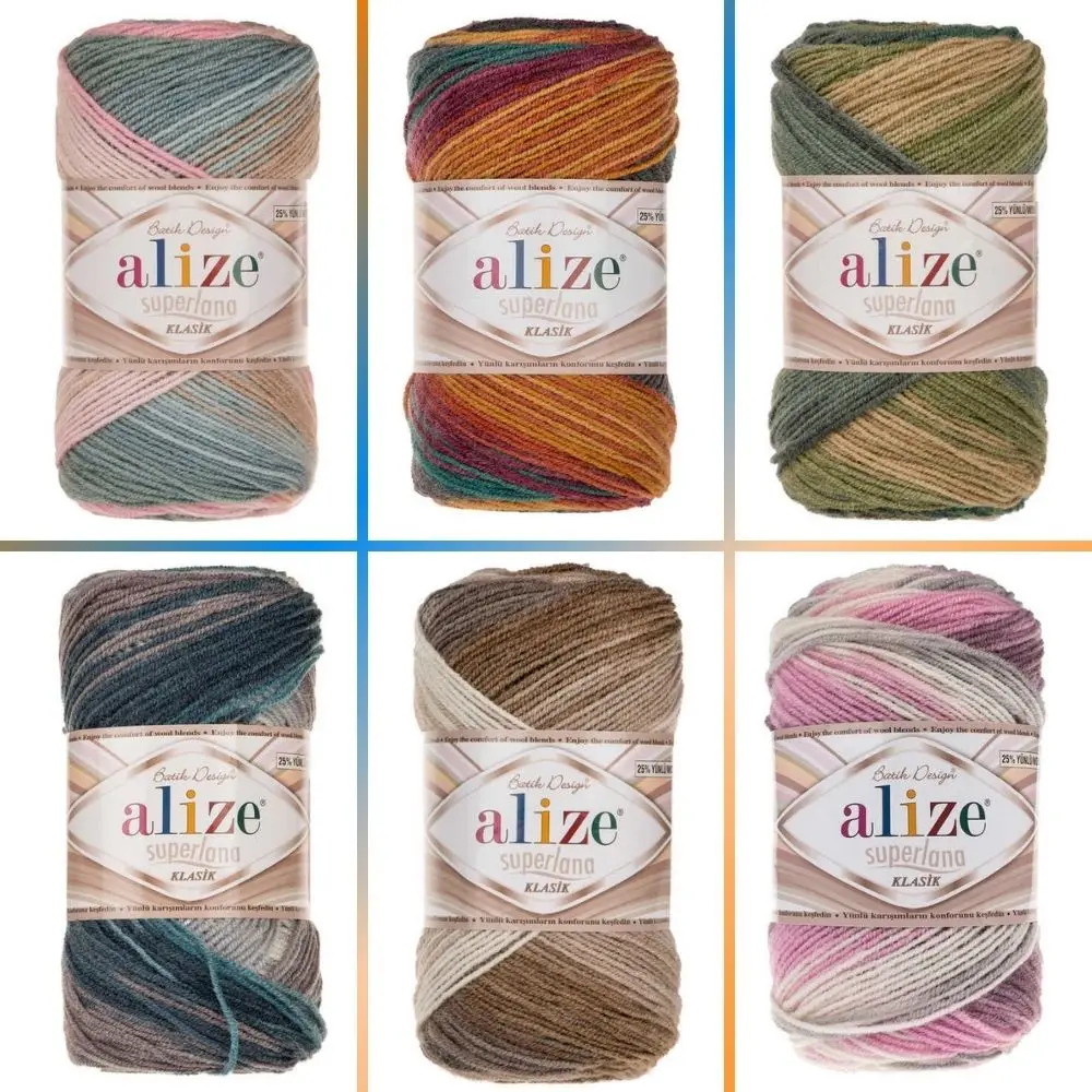 Alize Superlana Klasik Batik Wool Ball Hand Knitting Yarn, 100 grams 280 meters, Acrylic, Autumn / Winter Season, Crochet, Clothes, Sport, Cardigan,