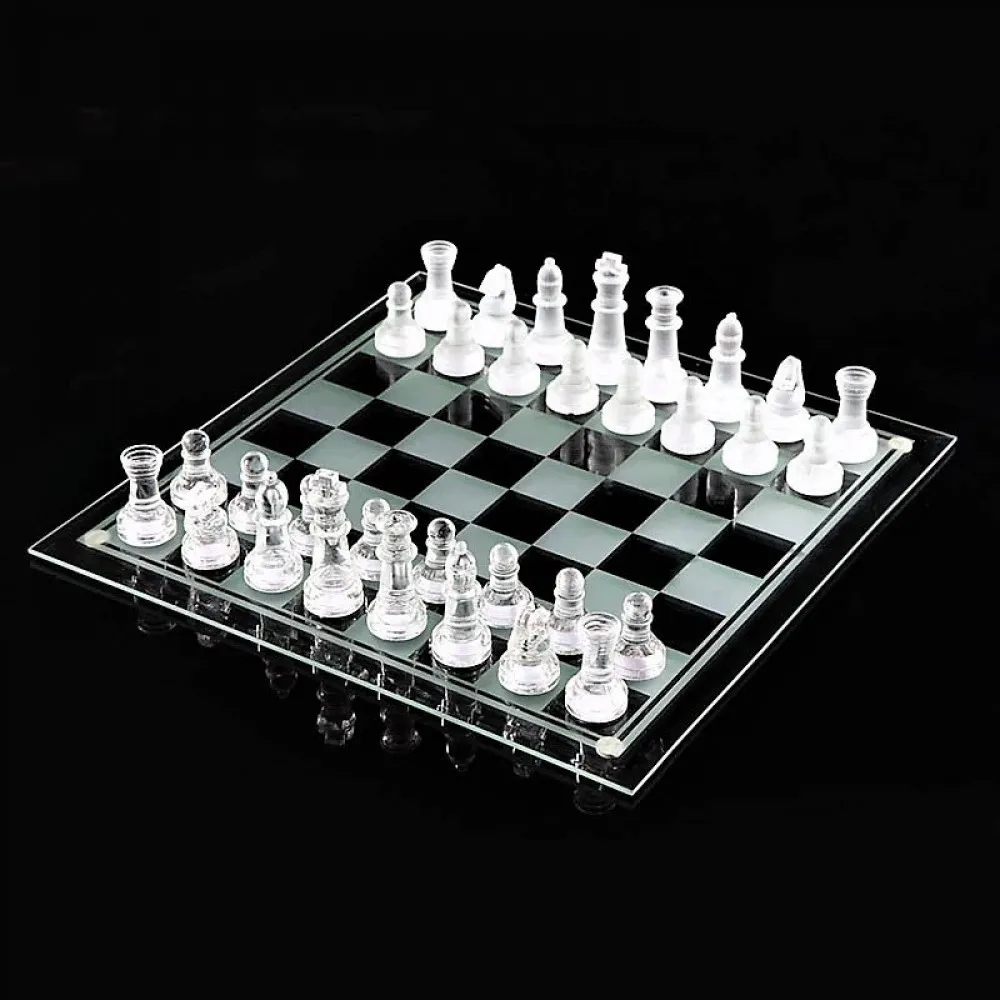 Chessman Glass Chess Game Set table games Tournament Gift Family Entertainment Kids Large Small Chess board Toy Checkerboard