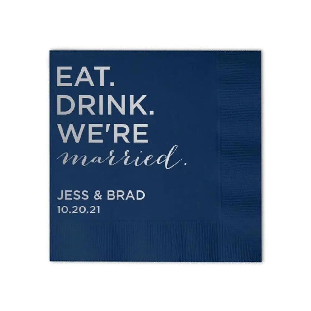 50pcs Personalized Napkins Custom Printed Paper Wedding Napkins Custom Monogram Eat, Drink We're Married baby shower Napkins