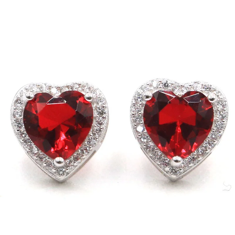 Buy 4 Get 1 Free 925 Sterling Silver Stud Earrings 11x11mm Jazaz Lovely Heart 2.7g Citrine Citrine Blood Ruby Tanzanite